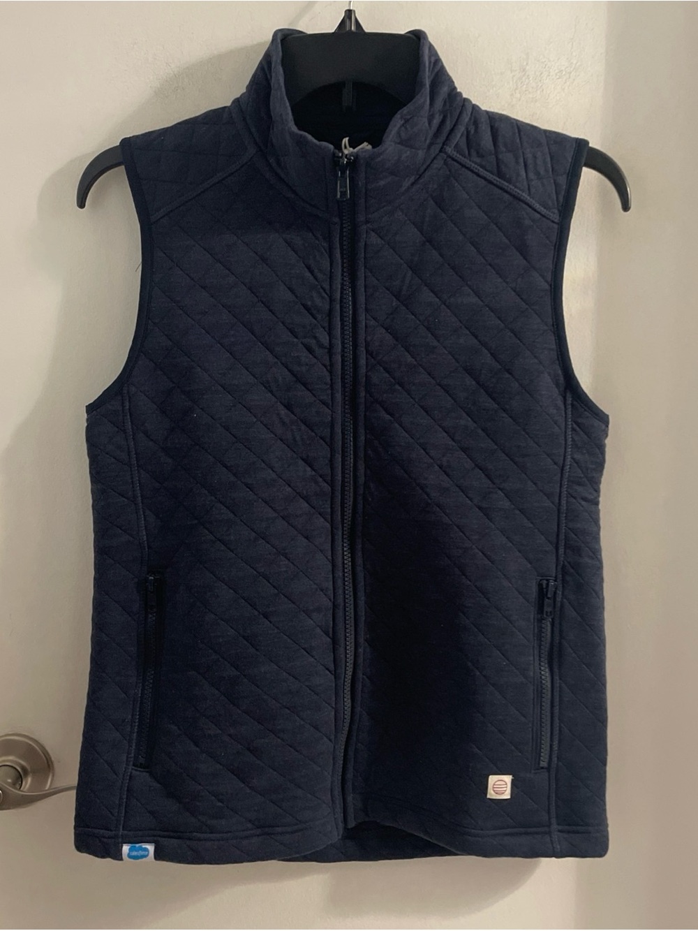 NWT Marine Layer sml Womens Corbet Navy Blue Quilted Pockets Logo full zip vest